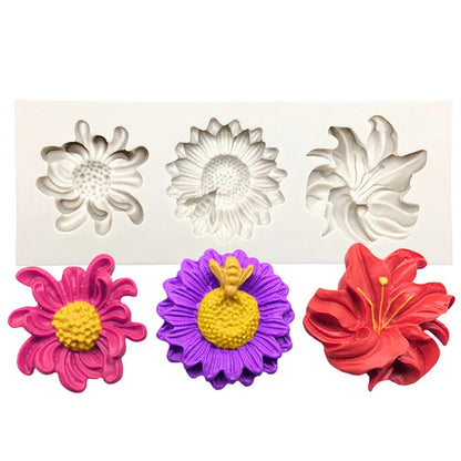 Daisy Wild Chrysanthemum Rose Flower Silicone Mold Sugarcraft Chocolate Cupcake Baking Mold Fondant Cake Decorating Tools