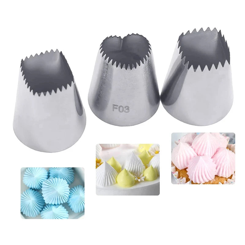 1-3pc Heart Shape Big Nozzles For Cake Cream Piping Tips Square Nozzles Icing Piping Nozzles Cookie Cupcake Cake Decorating Tips