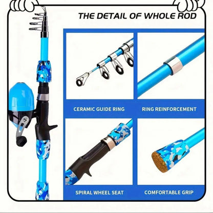 Popular 4 Section Fishing Rod for Children Fishing Sensitive Children Fishing Rod and Reel Set