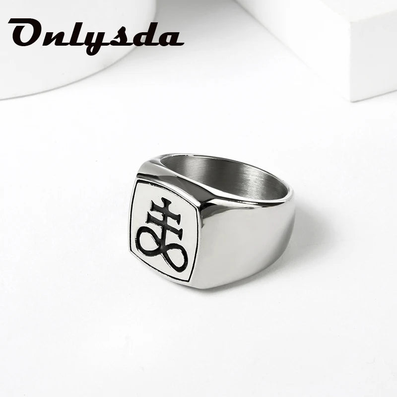 Vintage Lucifer Sigil Rock Ring – 316L Stainless Steel Seal