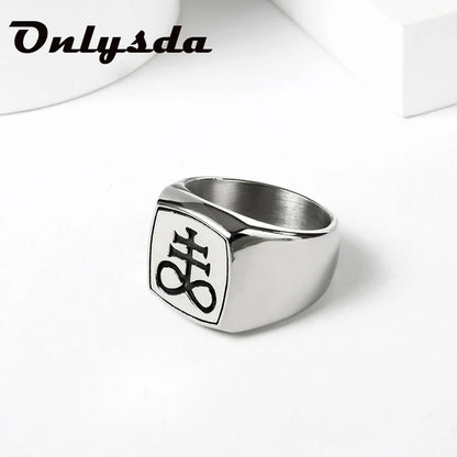 Vintage Lucifer Sigil Rock Ring – 316L Stainless Steel Seal