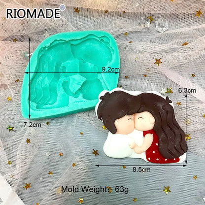 Cartoon Lovers Silicone Mold Valentine's Day Biscuit Cupcake Chocolate Baking Handmade Mould Fondant Cake Decorating Tools