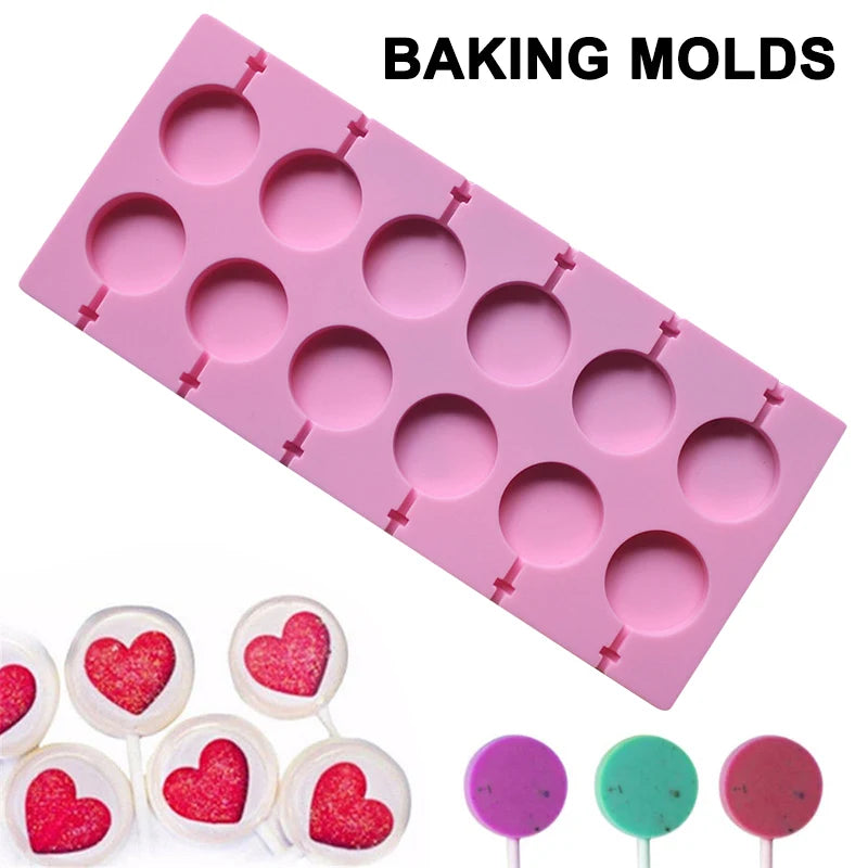 Round Silicone Lollipop Mold – Kids’ DIY Chocolate, Candy & Biscuit Baking Tool