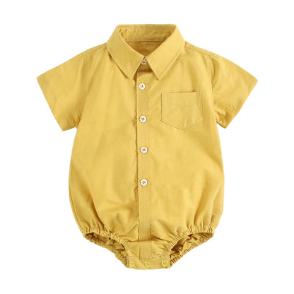 Baby Boys Bodysuits Short Sleeve Plaid Cotton