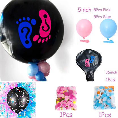 1 Set Giant Boy Or Girl Gender Reveal Black Latex Baby Shower Confetti Ballons