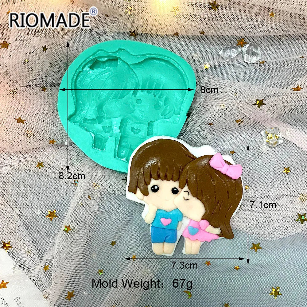 Cartoon Lovers Silicone Mold Valentine's Day Biscuit Cupcake Chocolate Baking Handmade Mould Fondant Cake Decorating Tools