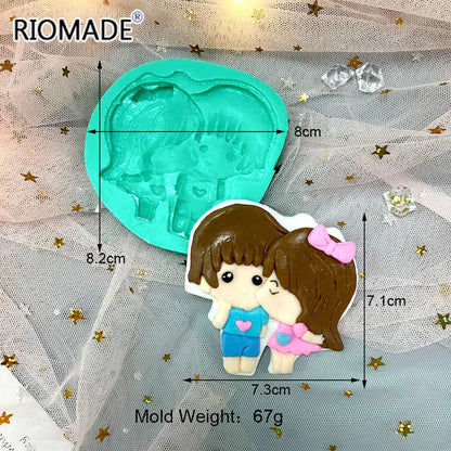 Cartoon Lovers Silicone Mold Valentine's Day Biscuit Cupcake Chocolate Baking Handmade Mould Fondant Cake Decorating Tools