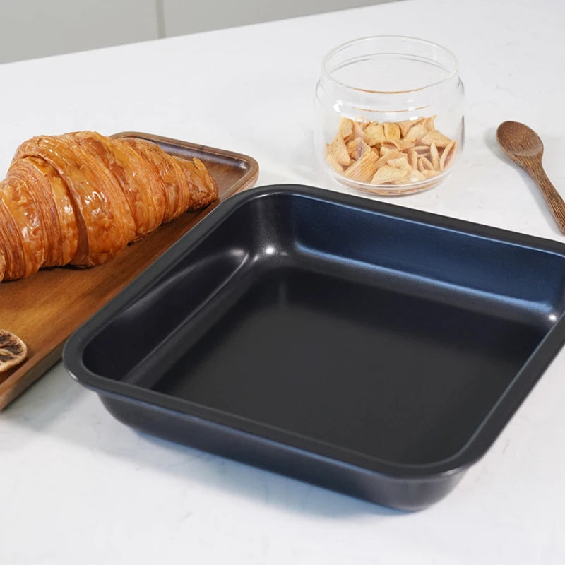 7.5" Square Non‑Stick Carbon Steel Baking Tray – Cake, Bread & Pizza Pan