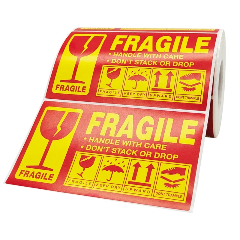 500pcs Fragile Stickers Warning Label Sticker Handle With Care Don't Stack or Drop Sticker Shipping Label for Goods