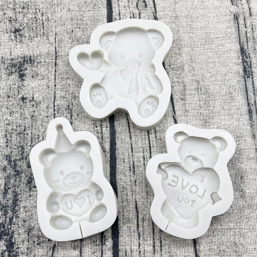 Bear LOVE Heart Silicone Sugarcraft Mold Resin Tools Chocolate Lollipop Cupcake Fondant Cake Decorating Tools