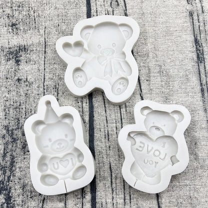 Bear LOVE Heart Silicone Sugarcraft Mold Resin Tools Chocolate Lollipop Cupcake Fondant Cake Decorating Tools