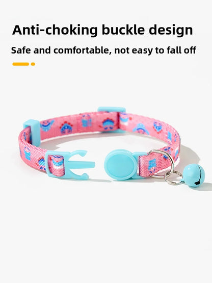 Wholesale Modern Luxury Polyester Pet Collar Anti-Suffocation Safety Buckle Rivet Customizable Bell Tag Accessories for Cats