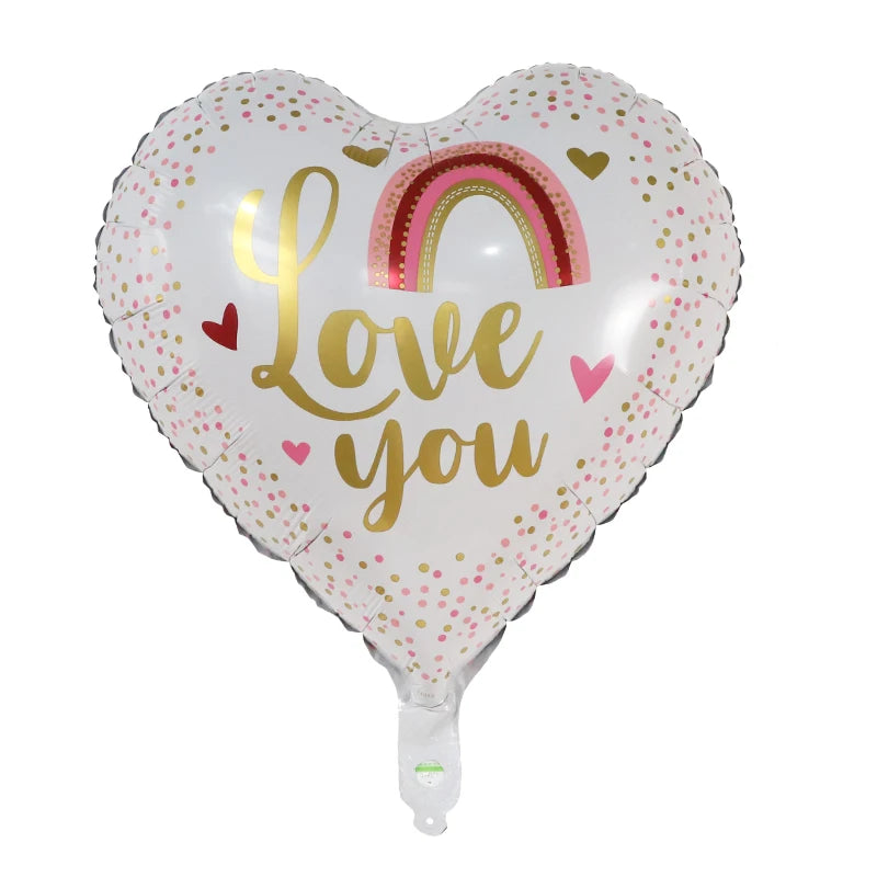 50‑Pack 18" Valentine’s Day Heart Foil Balloons – “I Love You” Helium Wedding & Romantic Party Decorations