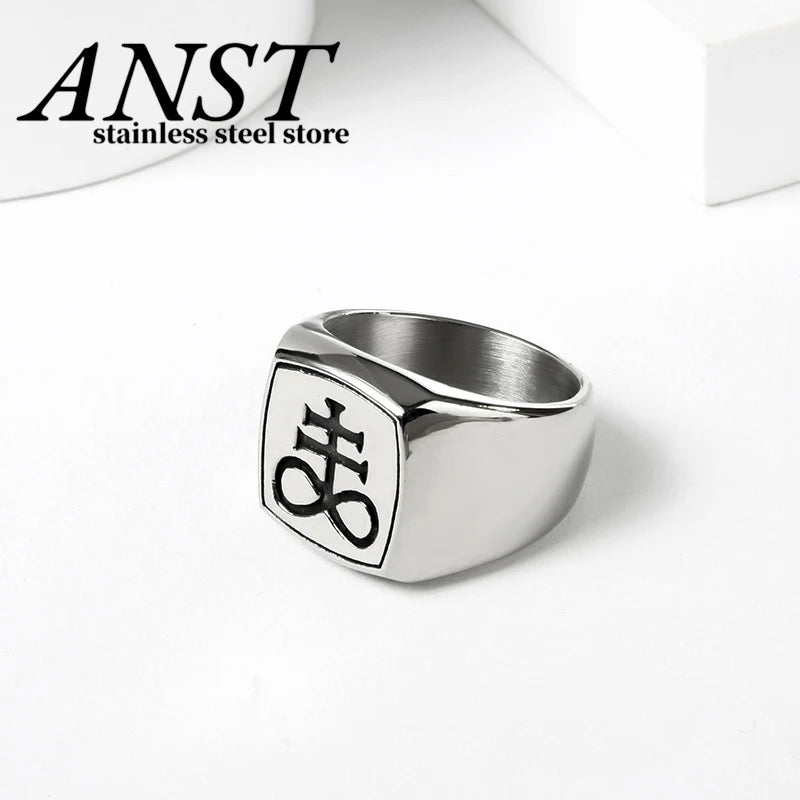 Vintage Lucifer Sigil Rock Ring – 316L Stainless Steel Seal
