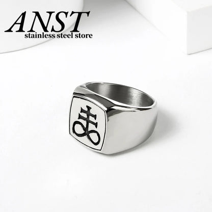 Vintage Lucifer Sigil Rock Ring – 316L Stainless Steel Seal