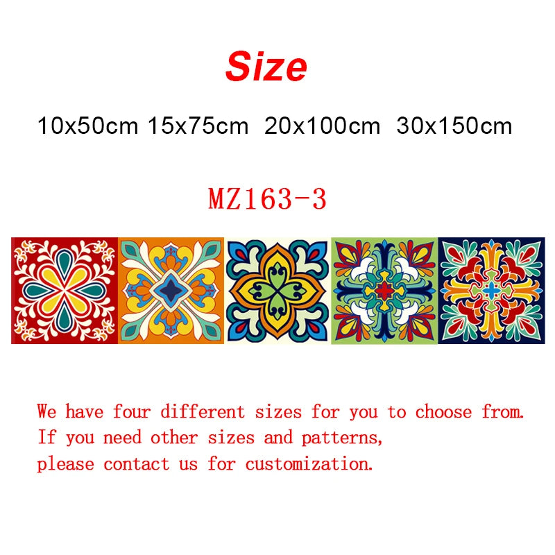 Colorful Pattern Ceramic Tiles Wall Sticker Tables Bathroom Kitchen Home Decor Wall Decals Waterproof Peel & Stick PVC Art Mural