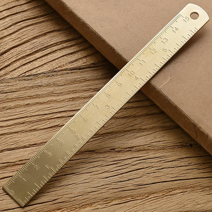 Vintage Brass Measuring Ruler – Creative Straight Ruler, Triangle Ruler & Protractor for Students and Stationery Lovers