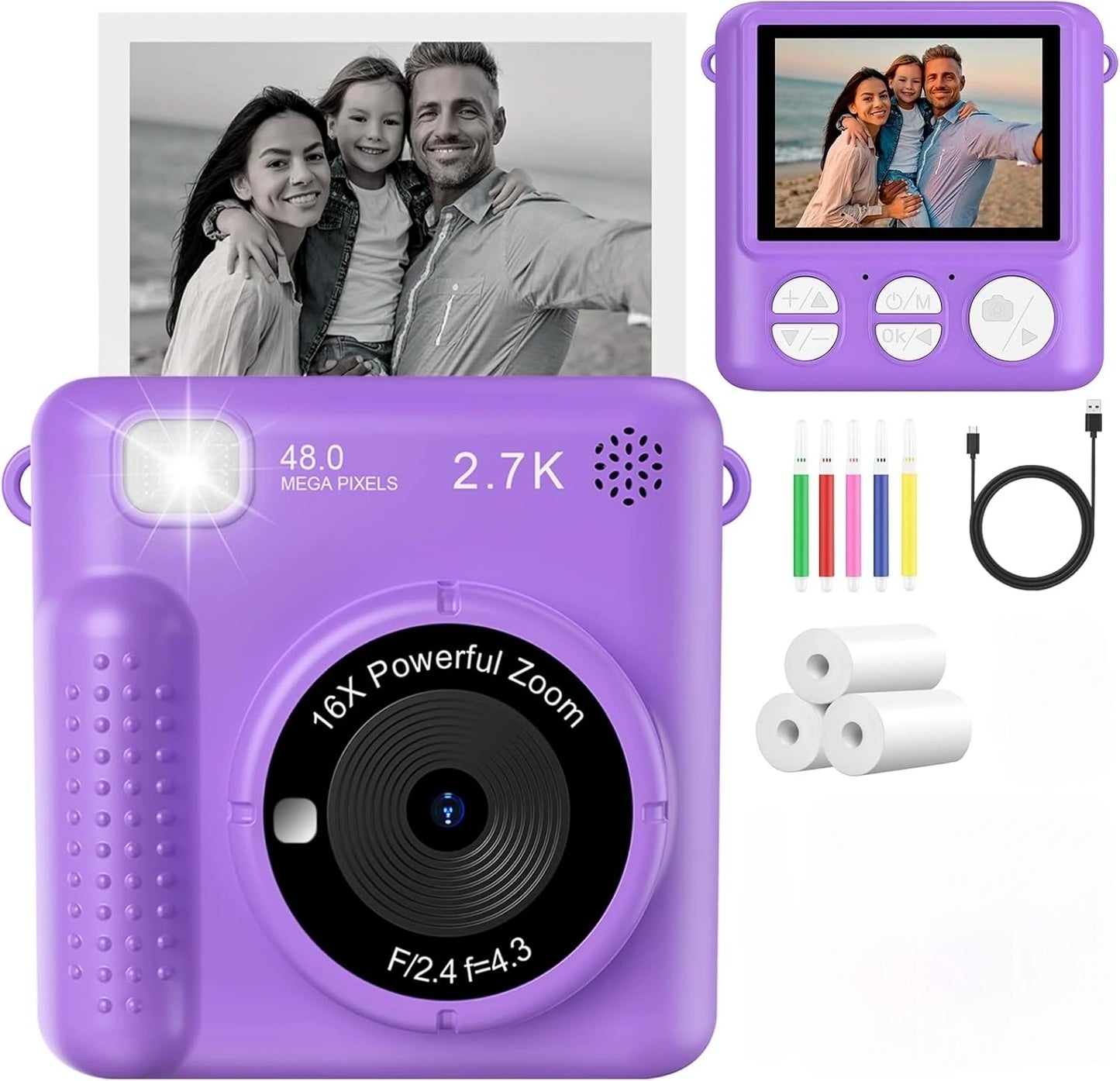 Instant Camera Print Photo Camera for Kids 1080P Picture HD Digital  Instant Camera Toys  Birthday Gifts
