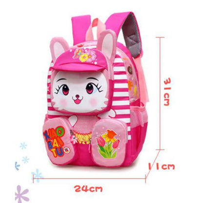 3D Rabbit & Tiger Kids Backpack – Cute Animal School Bag for Kindergarten & Preschool