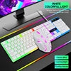 T-WOLF TF230 White Black Wired Gaming Keyboard Mouse Set 104 Keys Gaming Mouse Keyboard for Office Work Computer Accessories