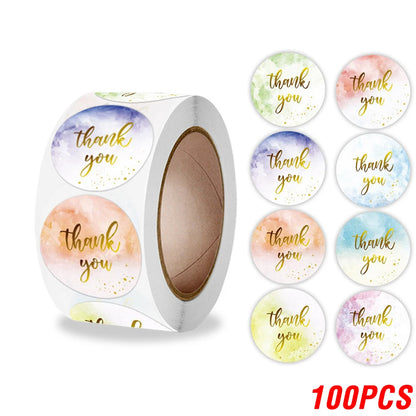 100-500 Pcs Thank You Stickers Cute Pink Gold Labels For Small Business Or Wedding Gift Decor Sticker Stationery Supplies