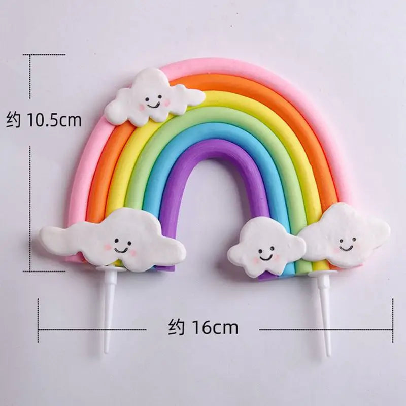Smiling Face Cloud Rainbow Cake Topper Birthday Cake Baby Shower Kids Christening Birthday Party Wedding Cake Topper Decoratings