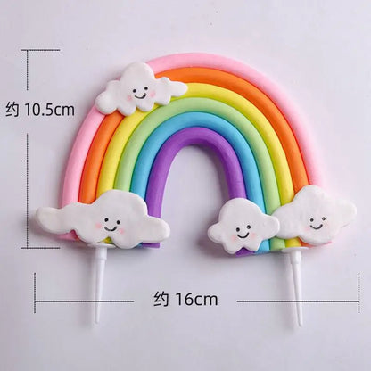 Smiling Face Cloud Rainbow Cake Topper Birthday Cake Baby Shower Kids Christening Birthday Party Wedding Cake Topper Decoratings