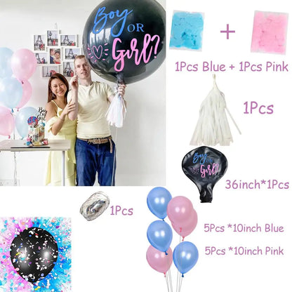 1 Set Giant Boy Or Girl Gender Reveal Black Latex Baby Shower Confetti Ballons