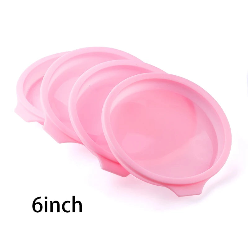 FAIS DU 2-8pcs Silicone Cake Pan 4/6/8inch Round Cake Layer Set Silicone Bakeware Mold for Baking Tools Rainbow Cake and Mousse