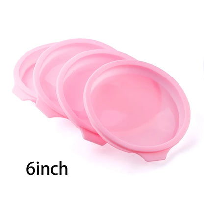 FAIS DU 2-8pcs Silicone Cake Pan 4/6/8inch Round Cake Layer Set Silicone Bakeware Mold for Baking Tools Rainbow Cake and Mousse