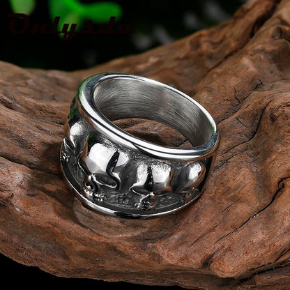 Steel Gothic Accessories Lost Skull Ring Anel Masculino Punk Jewelry Boyfriend Gift OSR731