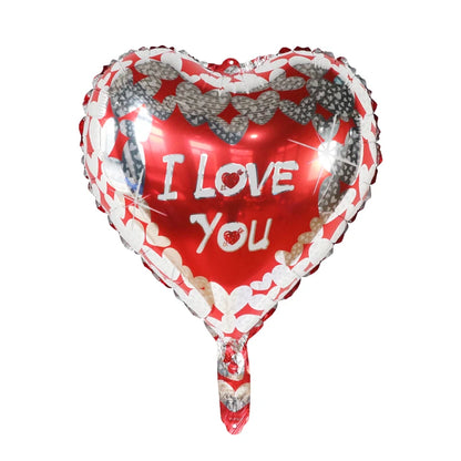 50‑Pack 18" Valentine’s Day Heart Foil Balloons – “I Love You” Helium Wedding & Romantic Party Decorations