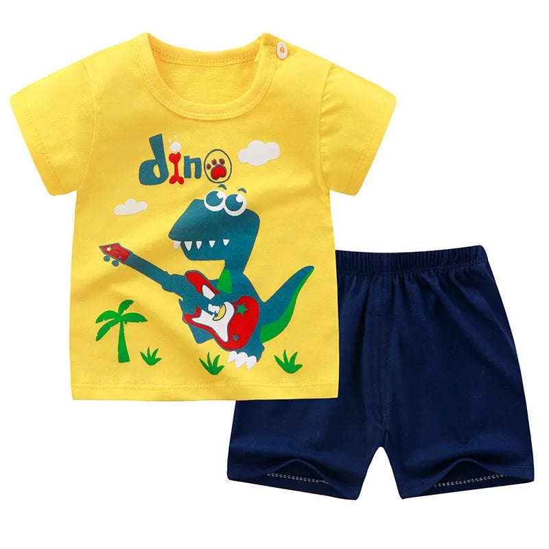 Baby Boys Girls Cartoon T Shirt + Shorts Set Cute Cartoon Pajama Set
