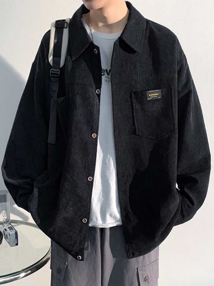 Trendy Corduroy Fall and Winter Loose Lapels Raccoon Outwear