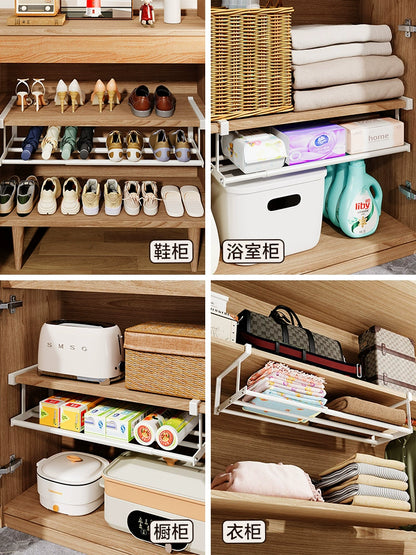 For Home Shoe Cabinet Storage Rack Installation-Free Retractable Lower Hanging Suspended Special Slippers Storage Rack Space-Saving Handy Gadget