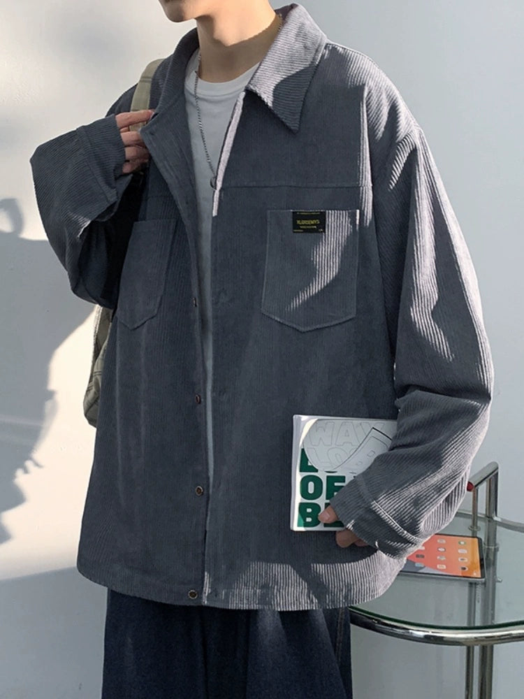 Trendy Corduroy Fall and Winter Loose Lapels Raccoon Outwear