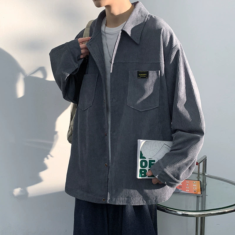 Trendy Corduroy Fall and Winter Loose Lapels Raccoon Outwear