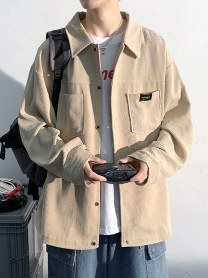 Trendy Corduroy Fall and Winter Loose Lapels Raccoon Outwear