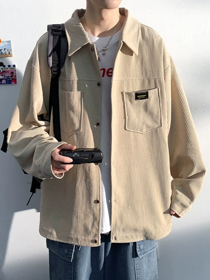 Trendy Corduroy Fall and Winter Loose Lapels Raccoon Outwear