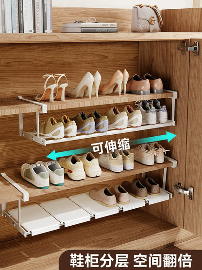For Home Shoe Cabinet Storage Rack Installation-Free Retractable Lower Hanging Suspended Special Slippers Storage Rack Space-Saving Handy Gadget