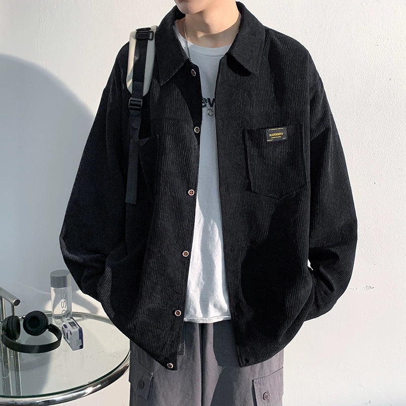 Trendy Corduroy Fall and Winter Loose Lapels Raccoon Outwear