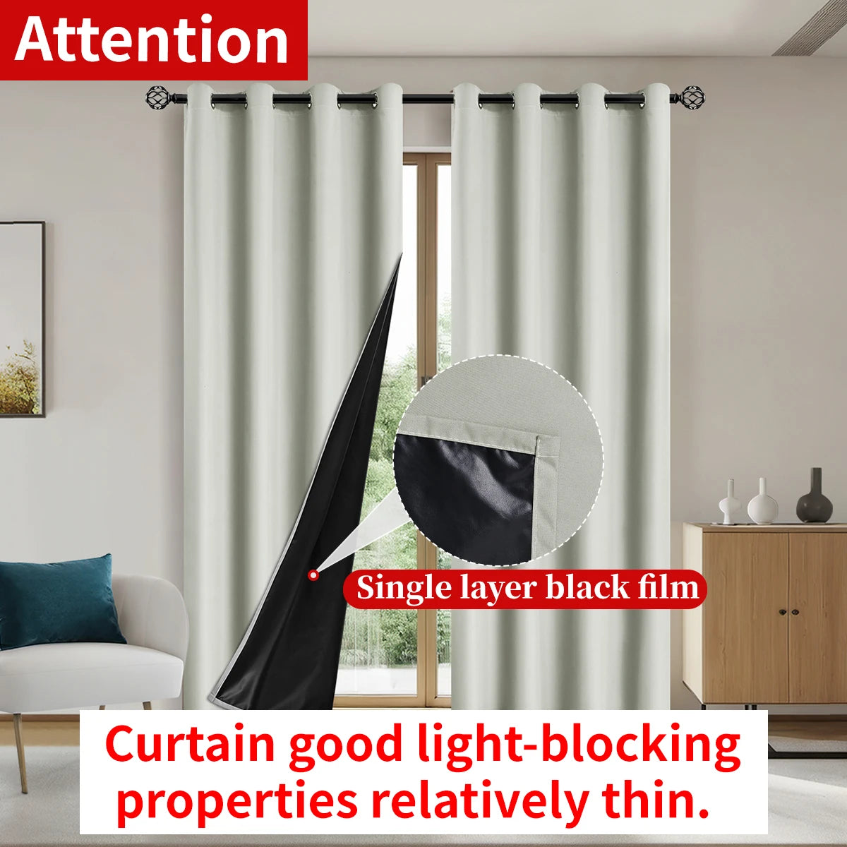 1pc Solid color full shading and sun protection 100% Blackout curtains