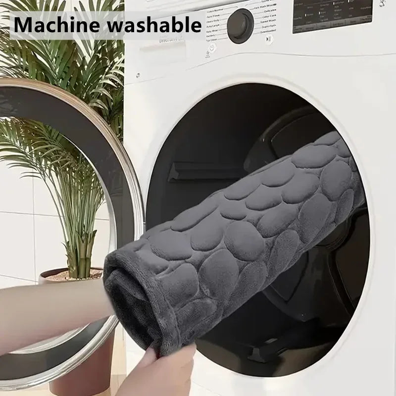 3D Non-Slip Bathroom Cobblestone Embossed Absorbent Mat Machine Washable Quick Drying