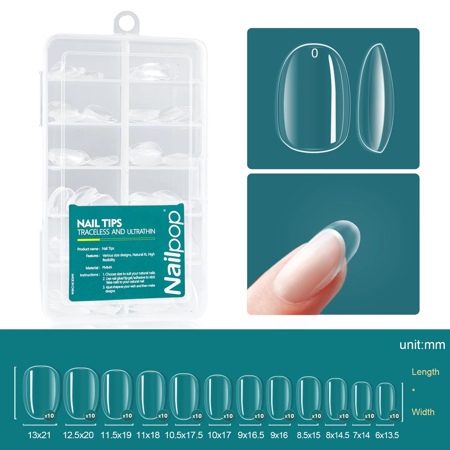 Soft Gel Tips - Medium Almond/Coffin Acrylic Nails, 120pcs/box