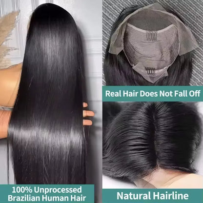 42 inches 13X4 HD Transparent Lace Straight Human Hair Wigs 13x6 Transparent Lace Frontal Wigs Pre Plucked Glueless Easy-Go Wigs
