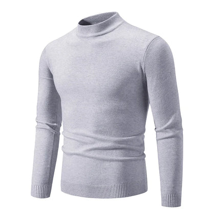 Men's Half Neck Basic Solid Sweaters Round Neck Elastic Pullovers