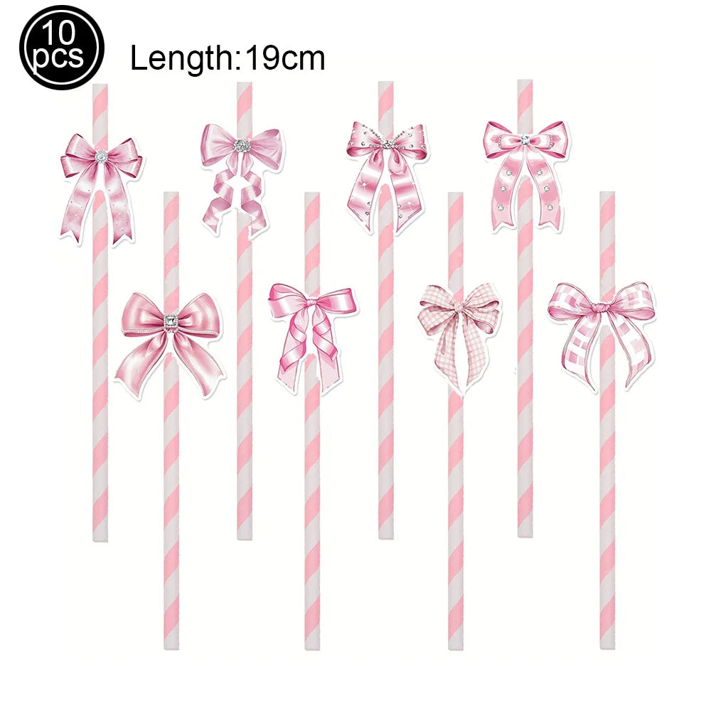 Pink Bow Birthday Theme Party Set Disposable