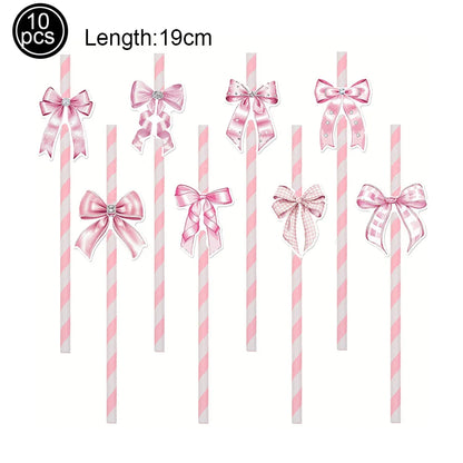 Pink Bow Birthday Theme Party Set Disposable