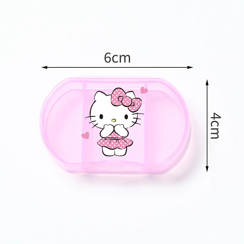 Cartoon Hello Kitty My Melody Plastic Pill Box Mini Tablet Case Anime Kawaii Portable Travel Medicines Storage Case Container