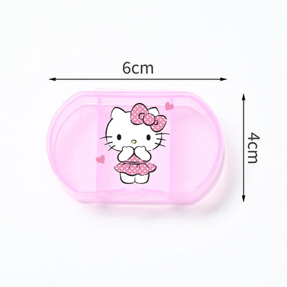 Cartoon Hello Kitty My Melody Plastic Pill Box Mini Tablet Case Anime Kawaii Portable Travel Medicines Storage Case Container